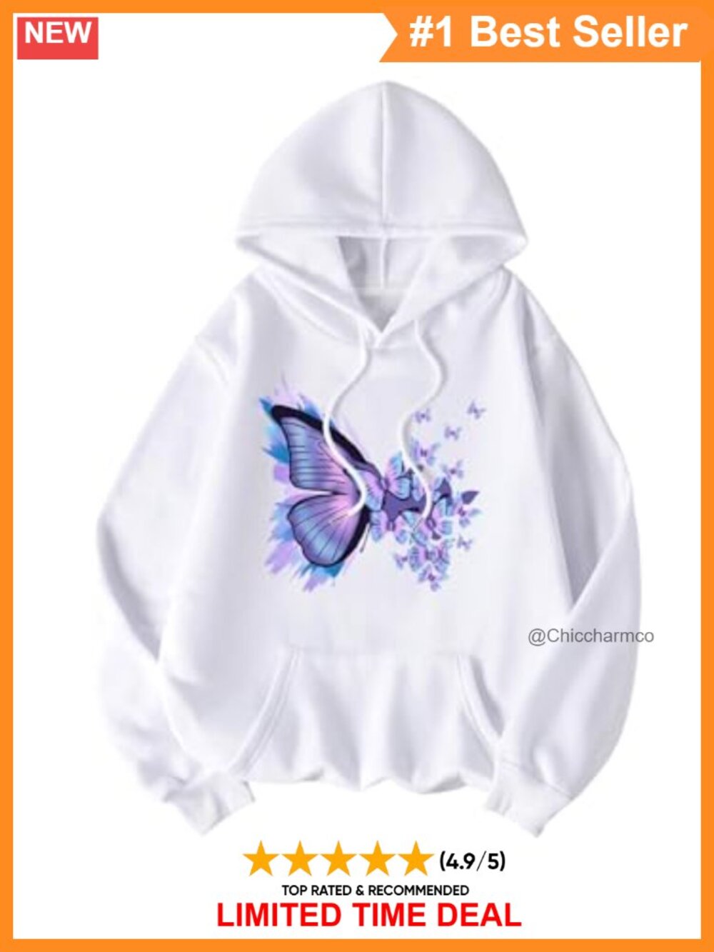 Oversized Y2K Butterfly Graphic Hoodie Pullover Sweatshirt